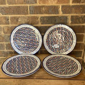 ED on Air 100% Melamine Polish Pottery Inspired Dinner Plates 11” Set of 4